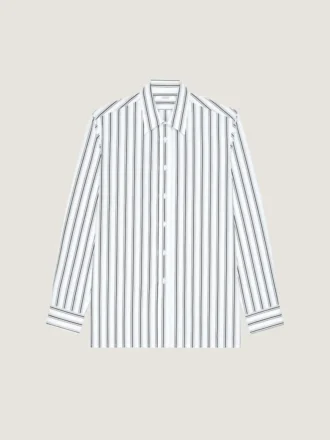 Camicia a righe in popeline con stampa surrealista