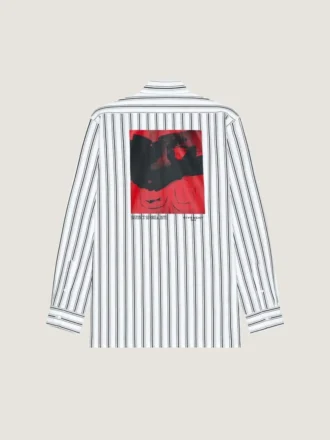 Camicia a righe in popeline con stampa surrealista