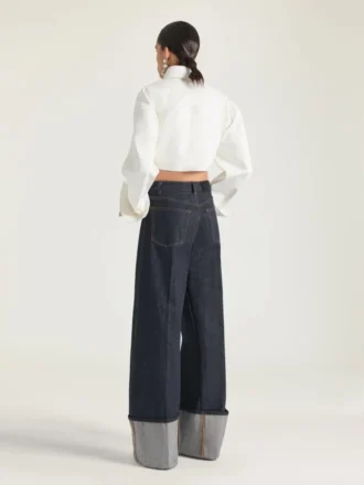 Camicia asimmetrica in pelle nappa