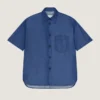 Camicia con cuciture couture in denim blu indaco con stampa Givenchy Camicia con cuciture couture in denim blu indaco con stampa Givenchy