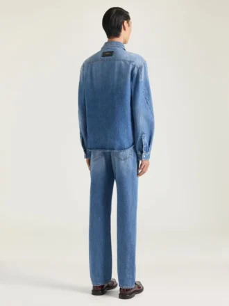 Camicia con cuciture couture in denim lavato Shadow