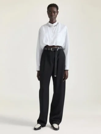 Camicia corta in popeline con cristalli