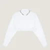 Camicia corta in popeline con cristalli
