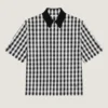 Camicia in cotone a quadretti con cuciture couture Camicia in cotone a quadretti con cuciture couture