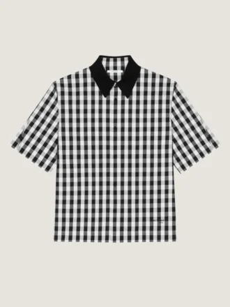 Camicia in cotone a quadretti con cuciture couture