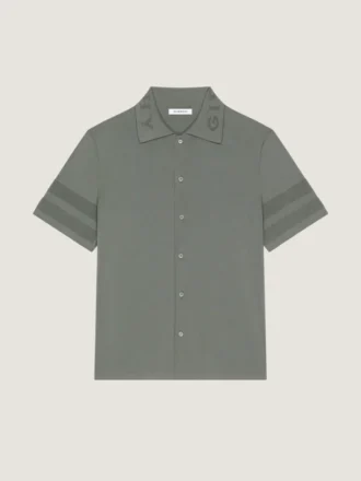 Camicia in maglia di cotone con dettagli in rete