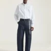 Camicia in popeline di cotone con ricami in cristallo