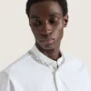 Camicia in popeline di cotone con ricami in cristallo