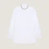 Camicia in popeline di cotone con ricami in cristallo