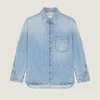 Camicia oversize con cuciture couture in denim azzurro Camicia oversize con cuciture couture in denim azzurro