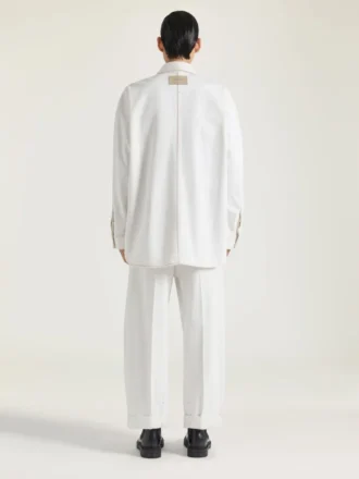 Camicia oversize con cuciture couture in denim bianco