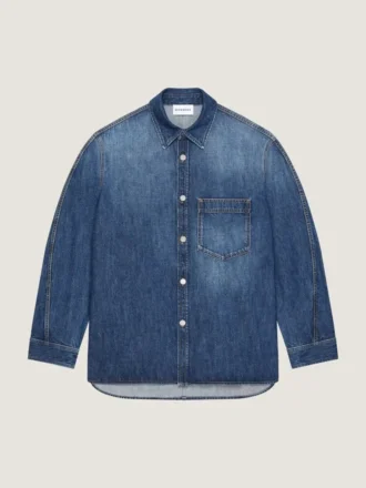 Camicia oversize con cuciture couture in denim blu scuro Camicia oversize con cuciture couture in denim blu scuro