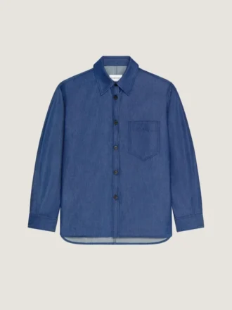 Camicia oversize in denim con cuciture couture e timbro Givenchy Camicia oversize in denim con cuciture couture e timbro Givenchy