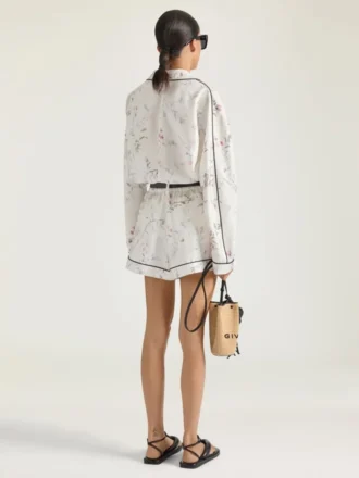 Camicia pigiama in seta con stampa floreale