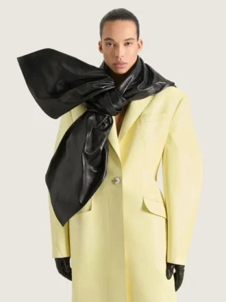 Foulard con fiocco in pelle