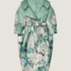 Cappotto lungo con spacchi in jacquard a rose Cappotto lungo con spacchi in jacquard a rose
