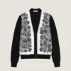 Cardigan in maglia di cotone con stampa floreale Cardigan in maglia di cotone con stampa floreale