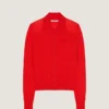 Cardigan polo in maglia effetto seconda pelle