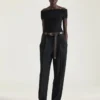 Pantaloni a doppia piega in lana Pantaloni a doppia piega in lana