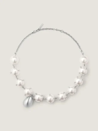 Collana a perle appuntite in metallo e perle