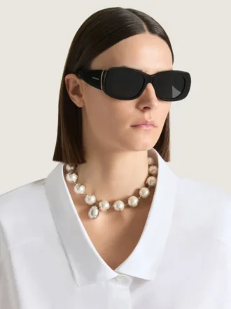 Collana a perle appuntite in metallo e perle
