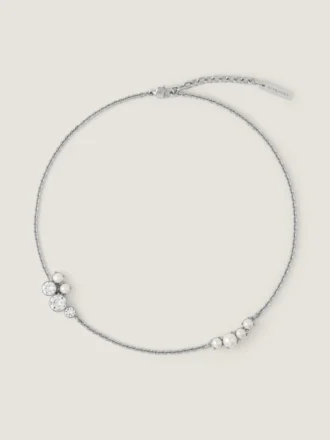 Collana corta Crystal Pearl in metallo, cristalli e perle