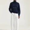 Maglione a collo alto in cotone con ricamo Givenchy Paris Maglione a collo alto in cotone con ricamo Givenchy Paris