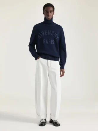 Maglione a collo alto in cotone con ricamo Givenchy Paris