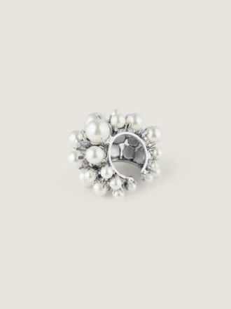 Earcuff Crystal Pearl in metallo e perle