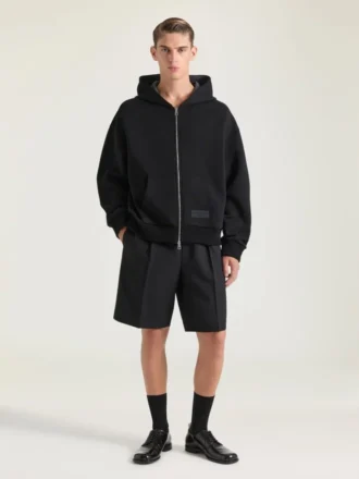 Felpa con cappuccio e zip con cuciture couture in tessuto scuba