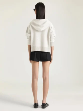 Felpa con cappuccio e zip in lana e cashmere