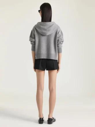 Felpa con cappuccio e zip in lana e cashmere