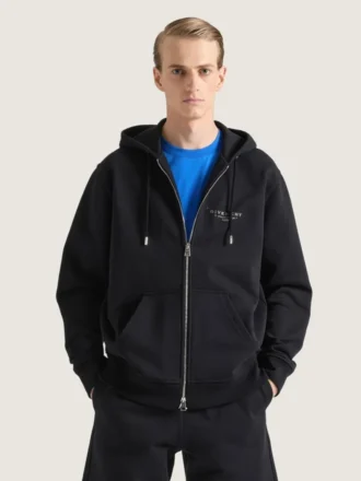 Felpa con cappuccio e zip in pile con stampa Givenchy