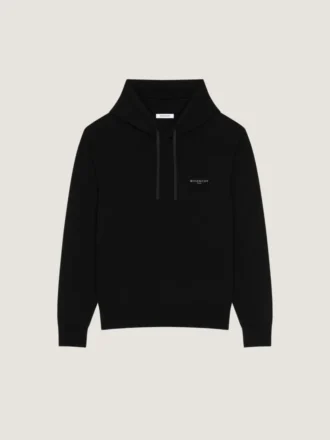 Felpa con cappuccio in lana e cashmere ricamata con la scritta Givenchy Paris