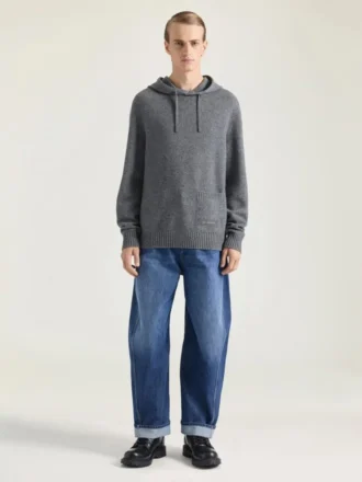 Felpa con cappuccio in maglia di cashmere