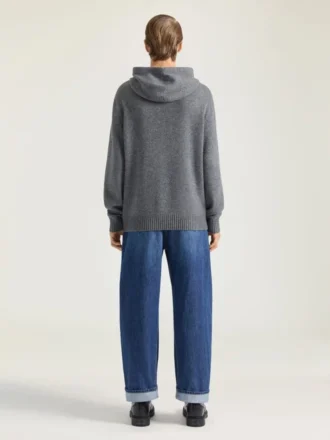 Felpa con cappuccio in maglia di cashmere