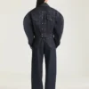 Giacca a bozzolo rovesciata in denim grezzo
