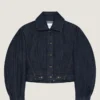Giacca a bozzolo rovesciata in denim grezzo