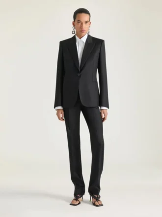 Giacca a righe monopetto in lana