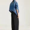 Giacca a trapezio in denim blu medio Giacca a trapezio in denim blu medio