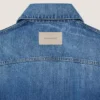 Giacca a trapezio in denim blu medio Giacca a trapezio in denim blu medio