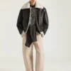 Giacca Aviator in pelle e shearling con cuciture couture Giacca Aviator in pelle e shearling con cuciture couture