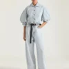 Giacca cocoon reversibile in denim azzurro Giacca cocoon reversibile in denim azzurro