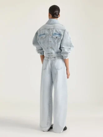 Giacca cocoon reversibile in denim azzurro