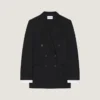 Giacca doppiopetto con spacchi in lana e mohair Giacca doppiopetto con spacchi in lana e mohair