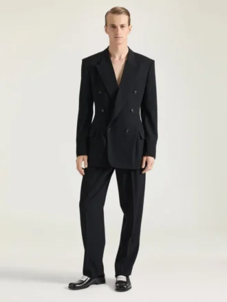 Giacca doppiopetto in twill di lana