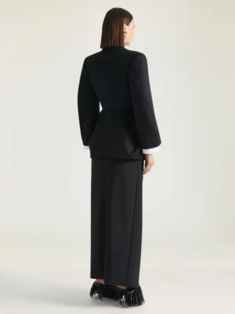 Giacca drappeggiata monopetto in lana Grain De Poudre