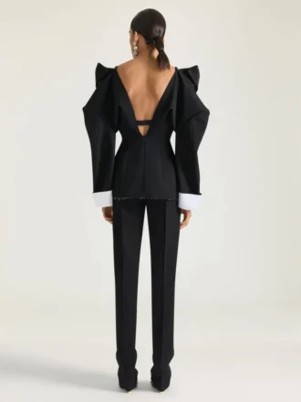 Giacca monopetto con spacchi in lana Grain De Poudre