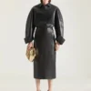Gonna a tubino midi in pelle