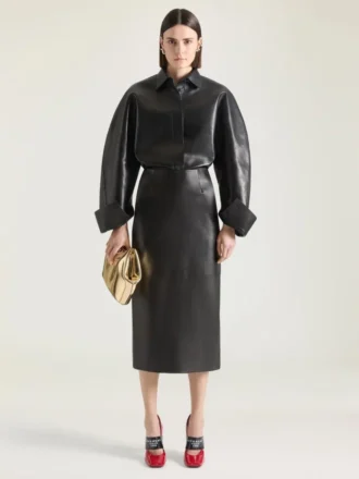 Gonna a tubino midi in pelle